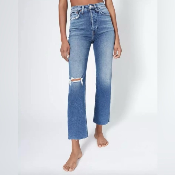 RE/DONE Jeans Women’s Size 30 Ultra High Rise Stove Pipe in Vintage Indigo - Picture 1 of 15